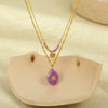 Love Clavicle Necklace Stainless Steel Purple Natural Stone Eightpointed Star Doublelayer Electroplated Fashion