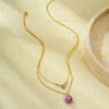 Love Clavicle Necklace Stainless Steel Purple Natural Stone Eightpointed Star Doublelayer Electroplated Fashion