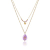 Love Clavicle Necklace Stainless Steel Purple Natural Stone Eightpointed Star Doublelayer Electroplated Fashion