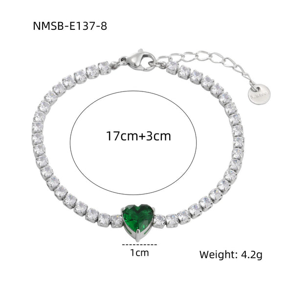 Love Couple Bracelets Stainless Steel Peach Heart Zircon Jewelry Electroplating Fashion Style