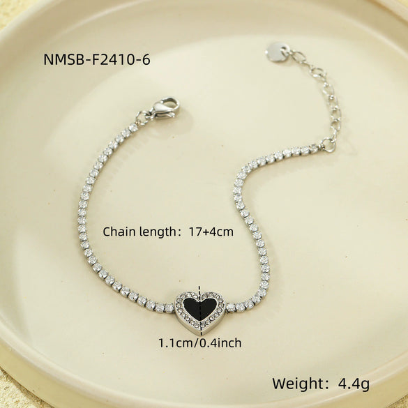 Love Couple Bracelets Stainless Steel Peach Heart Zircon Jewelry Electroplating Fashion Style
