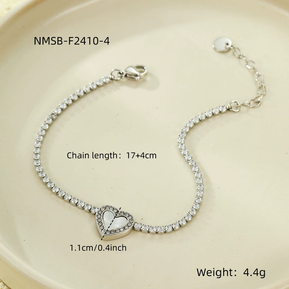 Love Couple Bracelets Stainless Steel Peach Heart Zircon Jewelry Electroplating Fashion Style