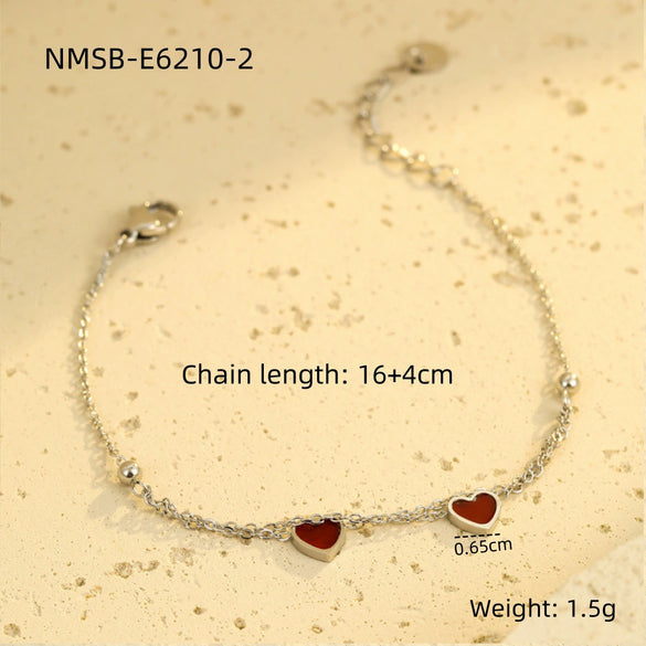 Love Couple Bracelets Stainless Steel Peach Heart Zircon Jewelry Electroplating Fashion Style