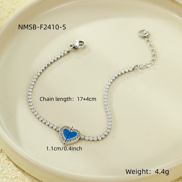 Love Couple Bracelets Stainless Steel Peach Heart Zircon Jewelry Electroplating Fashion Style