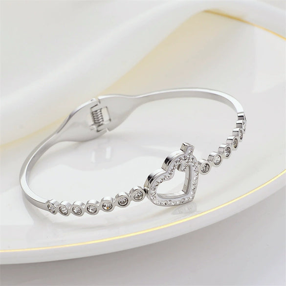 Love Diamondencrusted Fashion Simple Titanium Steel Women's Bracelet Electroplated Rose Gold