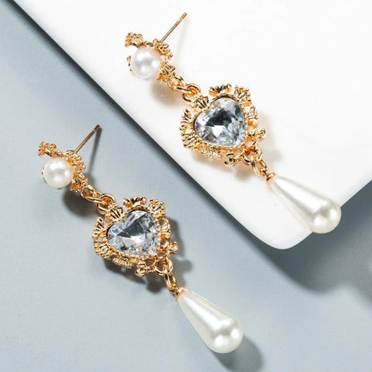 Fashion Water Droplets Diamond Alloy Artificial Gemstones Earrings