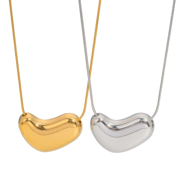 Love Heart Shape Pendant Necklace For Women Sweet Simple Stainless Steel Jewelry With Pvd Furnace Vacuum Real Gold Plating Snake Bone Chain