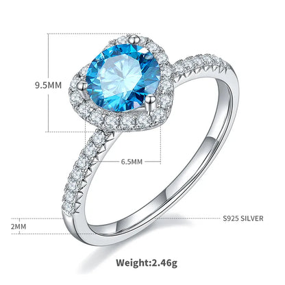 Love Heart-Shaped Ring S925 Silver Exquisite Ring Does Not Fade Four Colors Available Internet Celebrity