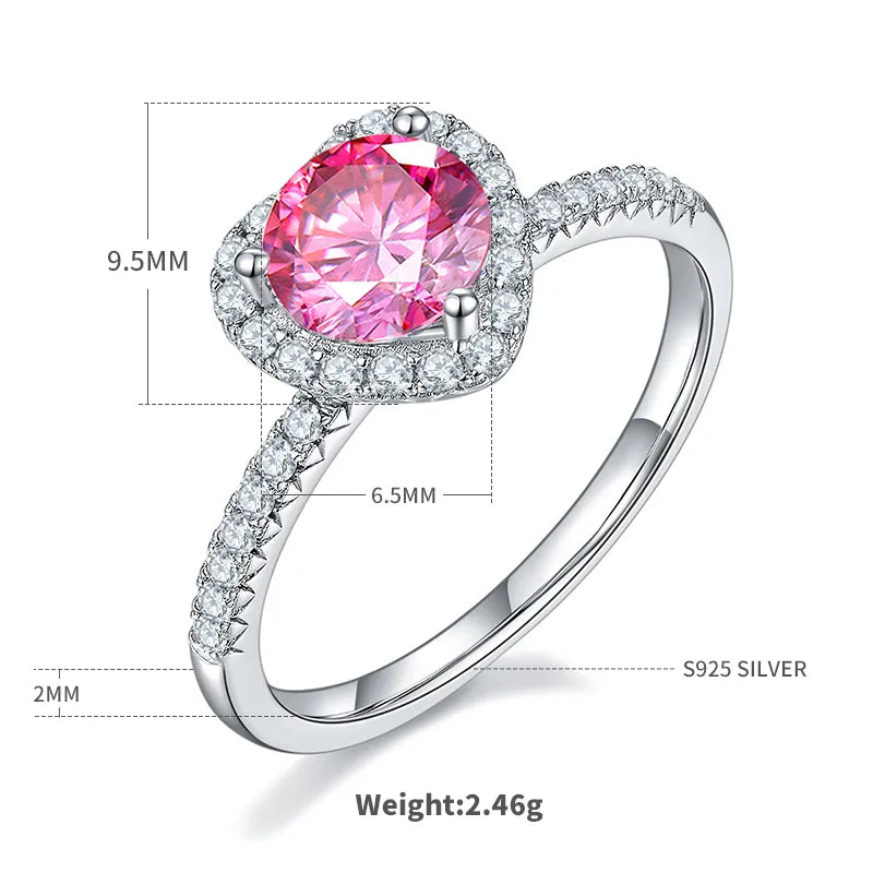 Love Heart-Shaped Ring S925 Silver Exquisite Ring Does Not Fade Four Colors Available Internet Celebrity