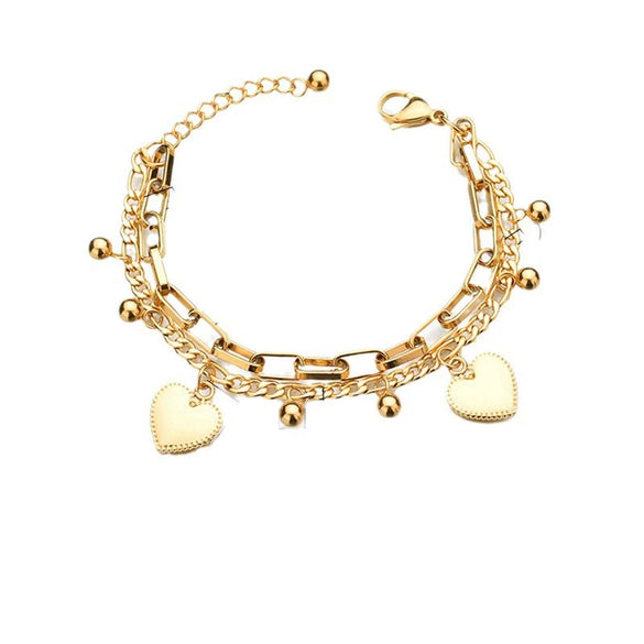 Love Multi Element Chain Distinctive Street Hip Hop Trend Light Luxury Elegant Titanium Steel Bracelet With Electroplating Treatment