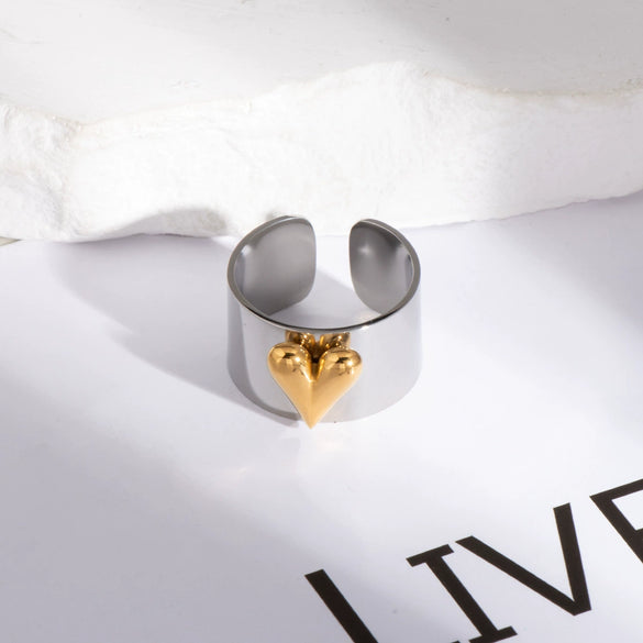 Love Opening Ring Stainless Steel Geometric Fashion Design Pvd Furnace Vacuum Real Gold Plated Jewelry Unisex
