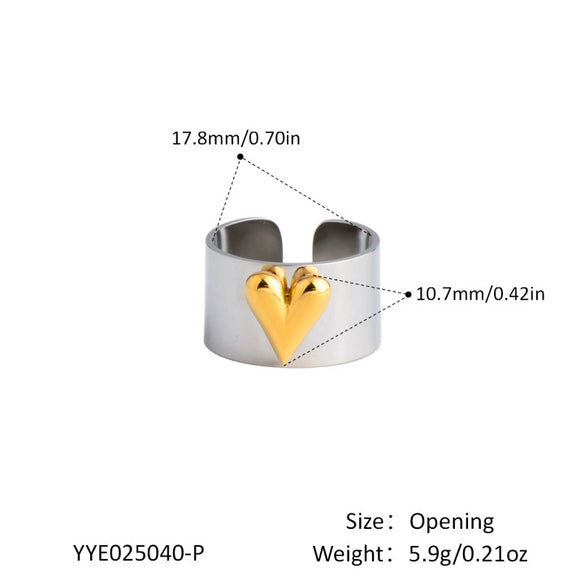 Love Opening Ring Stainless Steel Geometric Fashion Design Pvd Furnace Vacuum Real Gold Plated Jewelry Unisex