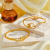 Love Pattern Stainless Steel Bracelet With Zircon Rhinestones And Gold Tone Vacuum Plated Finish