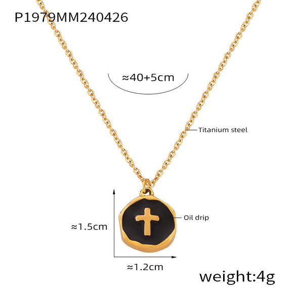 Love Pendant Jewelry 316L Stainless Steel Gold Plated Geometric Cross Drop Design Necklace