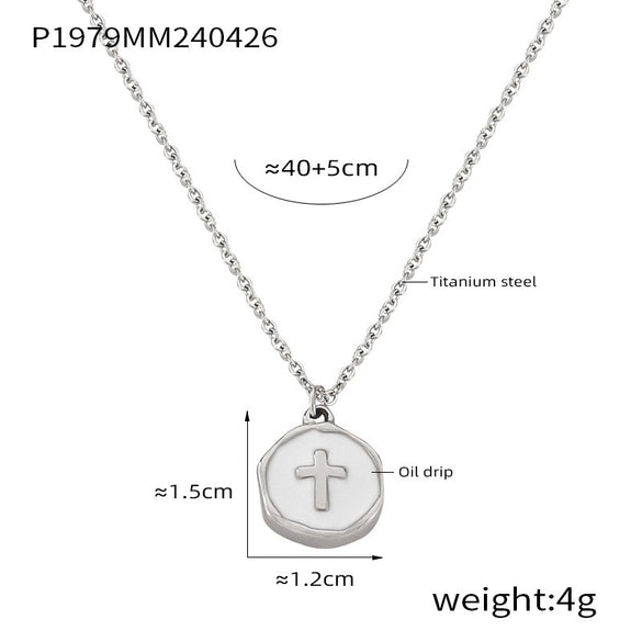 Love Pendant Jewelry 316L Stainless Steel Gold Plated Geometric Cross Drop Design Necklace