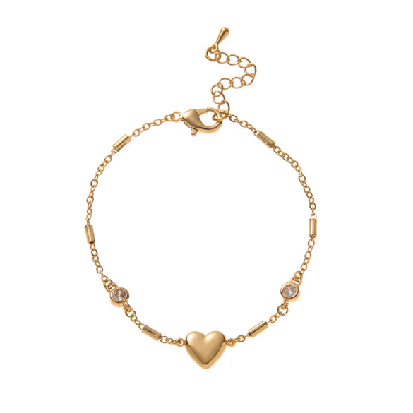 Love Plating Light Luxury Style Heart Shape Copper Plastic Electroplated Adjustable Bracelet