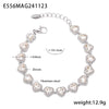 Love Sparkling Zircon Stitching Stainless Steel Jewelry Necklace Bracelet Set For Women With Electroplating Treatment