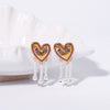 Love Tassel Pearl Long Earrings For Women Geometric Style Stainless Steel 18K Vacuum Plated In Furnace