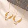 Love Zircon Angel Wings Titanium Steel Necklace For Women With Electroplating And Geometric Design