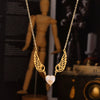 Love Zircon Angel Wings Titanium Steel Necklace For Women With Electroplating And Geometric Design