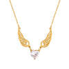 Love Zircon Angel Wings Titanium Steel Necklace For Women With Electroplating And Geometric Design