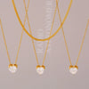 Love Zircon Pendant Stacked With Clavicle Chain For Women Titanium Steel Geometric Light Luxury 18K Gold Plated