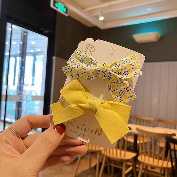 Lovely Handmade Fabric Floral Bow Duckbill Hair Clip Metal Cloth Princess Hair Accessory For Children And Baby Girls