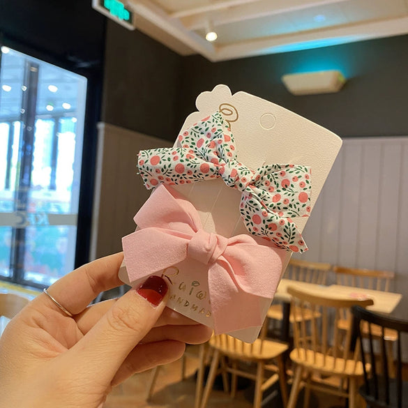 Lovely Handmade Fabric Floral Bow Duckbill Hair Clip Metal Cloth Princess Hair Accessory For Children And Baby Girls