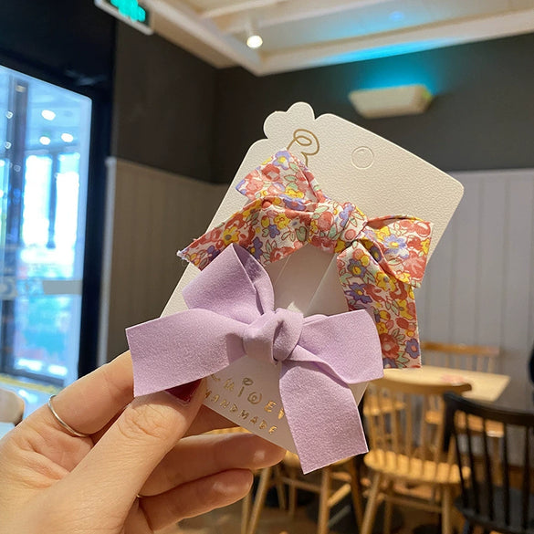 Lovely Handmade Fabric Floral Bow Duckbill Hair Clip Metal Cloth Princess Hair Accessory For Children And Baby Girls