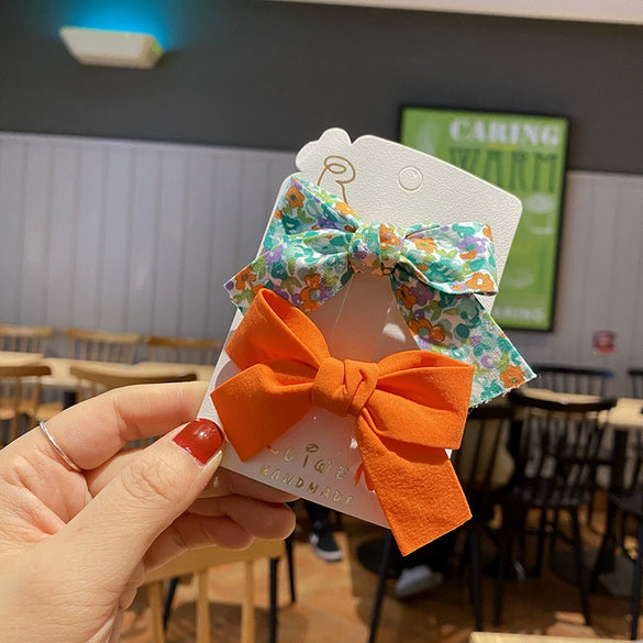 Lovely Handmade Fabric Floral Bow Duckbill Hair Clip Metal Cloth Princess Hair Accessory For Children And Baby Girls