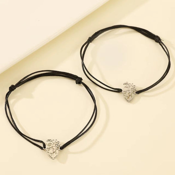 Lovers Time Sun And Moon Gemstone Braided Bracelet Paint Process Cord Material Couple Style