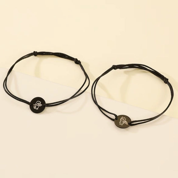Lovers Time Sun And Moon Gemstone Braided Bracelet Paint Process Cord Material Couple Style
