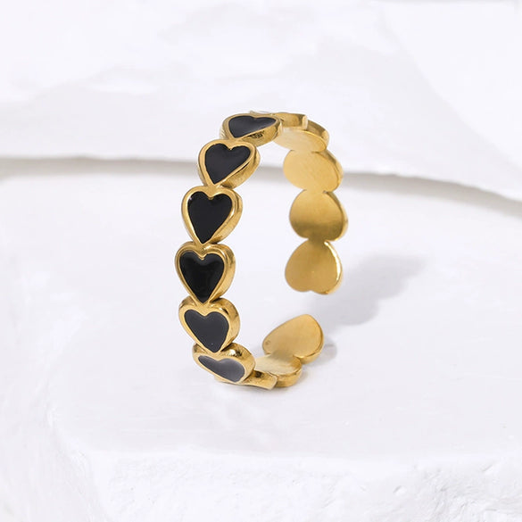 Loveshaped Titanium Steel Open Ring With Simple Ins Style And 18K Goldplated Electroplating For Women