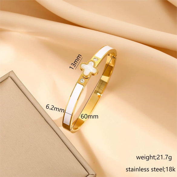 Lucky Clover Titanium Steel Bracelet Light Luxury Enamel Geometric Polishing