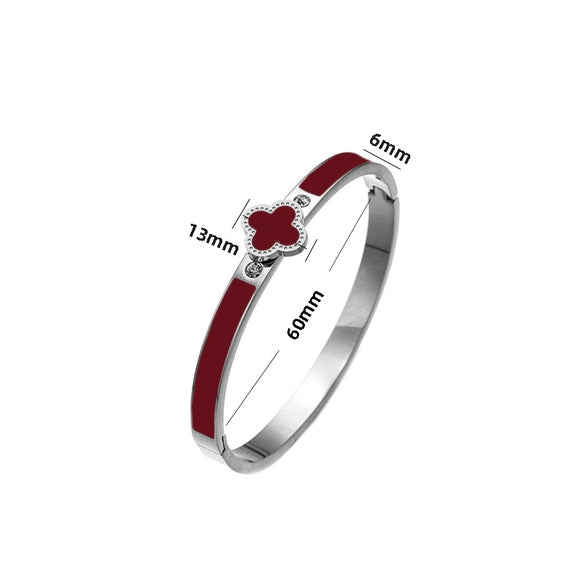 Lucky Clover Titanium Steel Bracelet Light Luxury Enamel Geometric Polishing