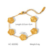 Lucky Fourleaf Clover Stainless Steel Women's Bracelet With Fivepetal Flower Geometric Pattern Electroplated