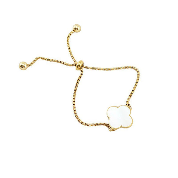 Lucky Fourleaf Clover 316L Stainless Steel Women's Fashion Allmatch 18K Gold Plated Bracelet