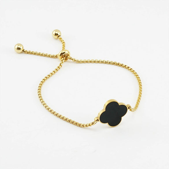 Lucky Fourleaf Clover 316L Stainless Steel Women's Fashion Allmatch 18K Gold Plated Bracelet