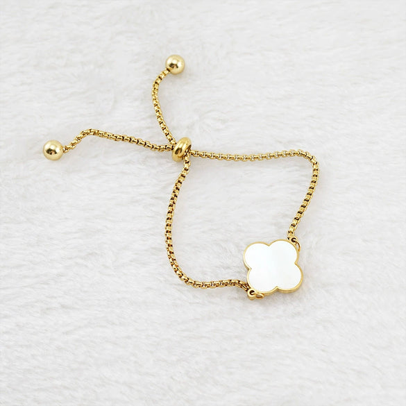Lucky Fourleaf Clover 316L Stainless Steel Women's Fashion Allmatch 18K Gold Plated Bracelet
