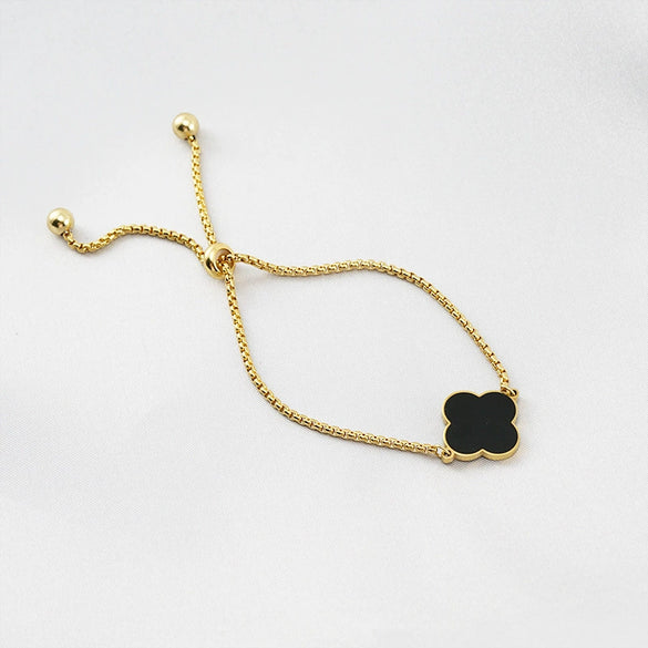Lucky Fourleaf Clover 316L Stainless Steel Women's Fashion Allmatch 18K Gold Plated Bracelet