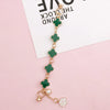Lucky Fourleaf Clover Zinc Alloy Bracelet Phone Case Accessories With Oil Dropping And Plating Process And Turnbuckle Fixation