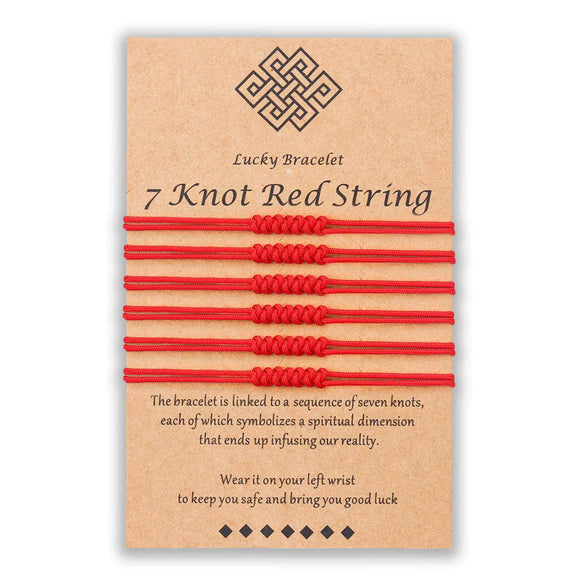 Lucky Seven Knot Red Rope Bracelet Handwoven Stainless Steel Geometric Snake Knot Couple Bracelet Simple Unisex Jewelry