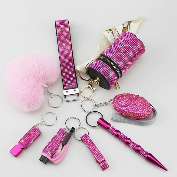 Luggage Accessories Minimalist Rhinestoneencrusted Heart Keychain Pendant Lipstick Bag Wristband Alarm
