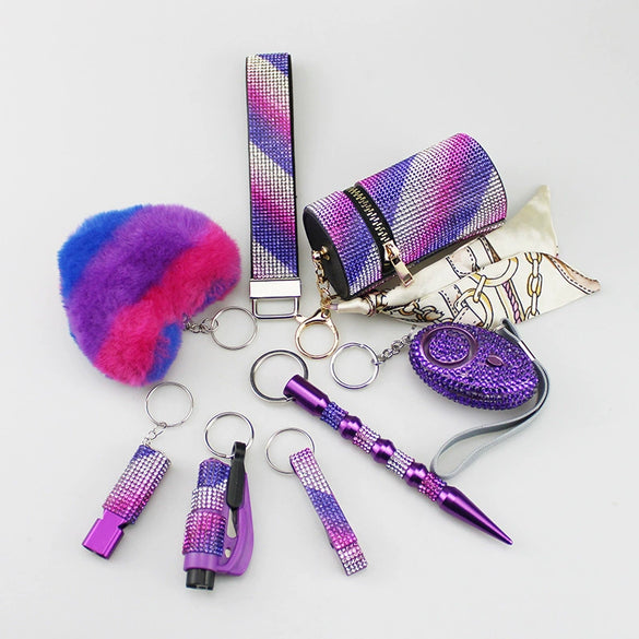Luggage Accessories Minimalist Rhinestoneencrusted Heart Keychain Pendant Lipstick Bag Wristband Alarm