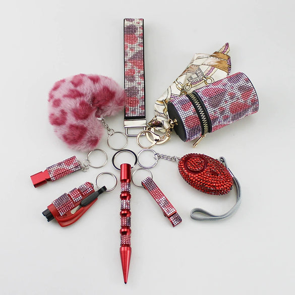 Luggage Accessories Minimalist Rhinestoneencrusted Heart Keychain Pendant Lipstick Bag Wristband Alarm