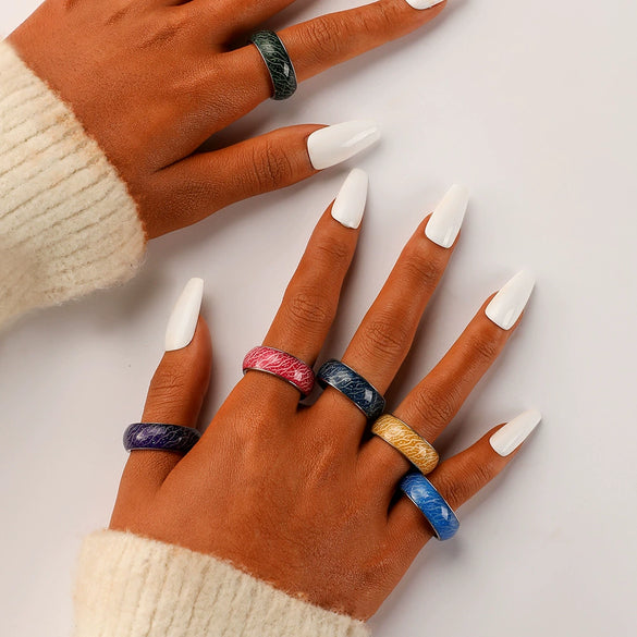 Luminous Crack Ring Stainless Steel Geometric Dripping Glue Fashion Jewelry For Men And Women