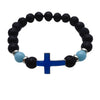 Luminous Cross Bracelet Handmade With Volcanic Stone For Unisex