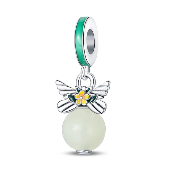 Luminous Diy Accessories Bracelet 925 Silver Plated Dragonfly Butterfly Charm Beads Dripping Oil Design