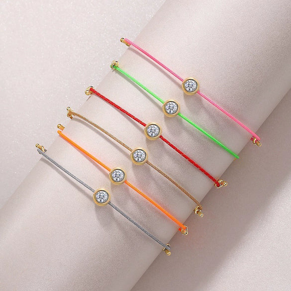 Luminous Red Rope Beaded Moissanite Inlaid 925 Silver Unisex Bracelet