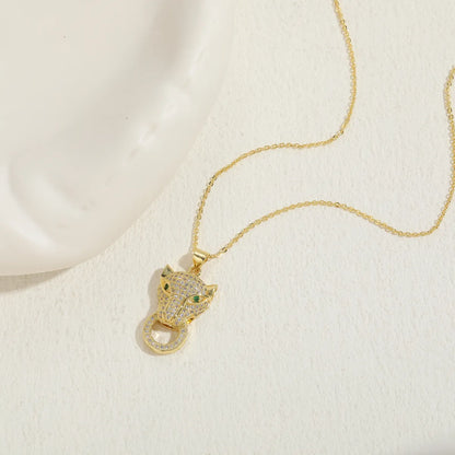 Luxurious Bear Copper 14k Gold Plated Zircon Pendant Necklace In Bulk